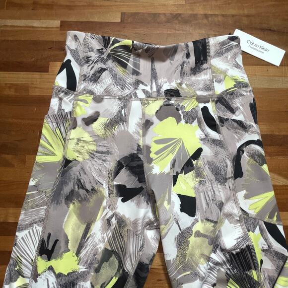 Calvin Klein Floral-Print 7/8 Leggings - Collage Floral Beige M - Picture 9 of 9